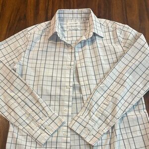 Boys White and Blue Checkered Shirt